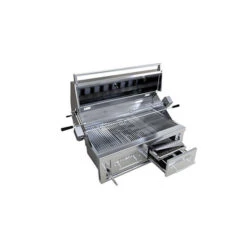 Barbecue Gaz Et Charbon Hybride Encastrable Sunstone Inox 2 Brûleurs -Barbecue Fournitures Magasin barbecue hybride gaz et charbon encastrable sunstone emchdz42 2