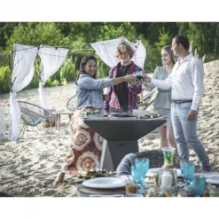 Braséro Plancha Artiss G1 Graphite 90 Cm Plaque Acier -Barbecue Fournitures Magasin brasero artiss g1 graphite plancha acier carbone 5