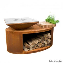 Braséro Plancha Artiss G3 Corten 90 Cm Acier Et Tablette Bois -Barbecue Fournitures Magasin brasero artiss g3 corten plancha acier carbone et tablette bois 3