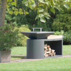 Braséro Plancha Artiss G3 Graphite 90 Cm Acier Inoxydable Et Tablette Granit