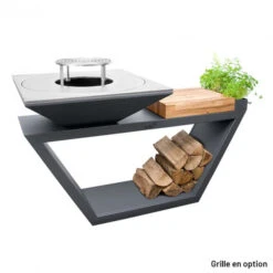 Braséro Plancha Artiss G4 Graphite 90 Cm Plaque Acier Et Tablette Bois -Barbecue Fournitures Magasin brasero artiss g4 graphite plancha acier carbone et tablette bois 3