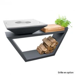 Braséro Plancha Artiss G4 Graphite 90 Cm Plaque Acier Et Tablette Bois -Barbecue Fournitures Magasin brasero artiss g4 graphite plancha acier carbone et tablette bois 4