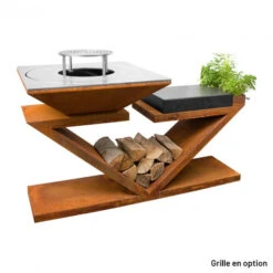 Braséro Plancha Artiss G5 Corten 90 Cm Plaque Acier Et Tablette Granit -Barbecue Fournitures Magasin brasero artiss g5 corten plancha acier carbone et tablette granite 3