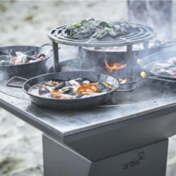 Braséro Plancha Artiss G5 Graphite 90 Cm Plaque Inox Et Tablette Granit