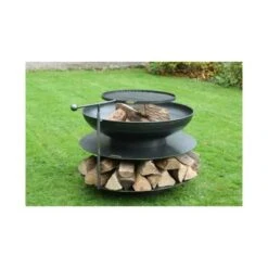Braséro De Jardin Firepit Ring Of Logs Avec 1 Grille Ø90 X H70 Cm -Barbecue Fournitures Magasin brasero avec 1 grille firepit ring of logs 90 2