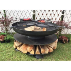 Braséro De Jardin Firepit Ring Of Logs Avec 4 Grilles Ø120 X H70 Cm -Barbecue Fournitures Magasin brasero avec 4 grilles firepit ring of logs 120 2