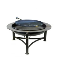 Braséro De Jardin Firepit Saturn Ø80 X H58 Cm + Grille Bbq
