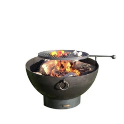 Braséro De Jardin Firepit Solex Ø70 X 55cm Avec Grille Bbq