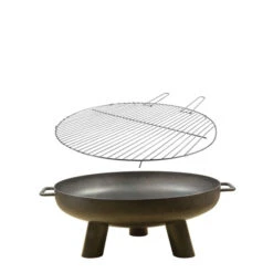 ESSCHERT DESIGN Braséro De Jardin Ø60 X H24 Cm Acier + Grille Barbecue