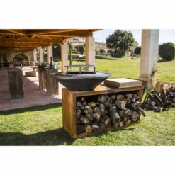 Nouvelles versions -Barbecue Fournitures Magasin brasero ofyr island 100 bois de teck plancha acier 1