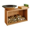 Braséro Plancha OFYR Island 85 Acier Corten Billot Teck