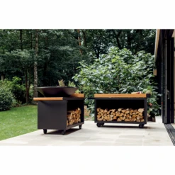Braséro Plancha OFYR Island 100 Pro Black Billot Teck -Barbecue Fournitures Magasin brasero ofyr island pro 100 black plancha bois de teck 1
