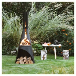 Cheminée D'extérieur Huugy Kerria L Diam 54 Métal Noir -Barbecue Fournitures Magasin cheminee kerria l diam 54 metal noir 2