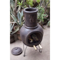 Cheminée Mexicaine Extérieure Grand Modèle 106 Cm Marron -Barbecue Fournitures Magasin cheminee mexicaine gm 106cm design marron sur base 2