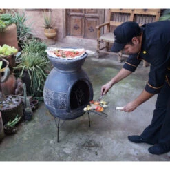 Cheminée Mexicaine Sur Base Avec Grille Inox Mexico Trade Center Jumbo 113 Cm Brun -Barbecue Fournitures Magasin cheminee mexicaine jumbo brun 113cm sur base avec grille inox 2