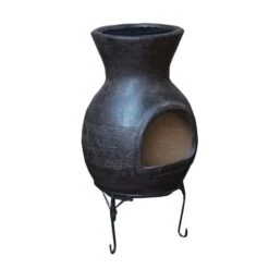 Cheminée Mexicaine Sur Base Avec Grille Inox Mexico Trade Center Jumbo 113 Cm Brun