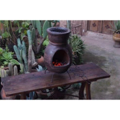 Cheminée Mexicaine Sur Base Avec Grille Inox Mexico Trade Center Jumbo 113 Cm Brun -Barbecue Fournitures Magasin cheminee mexicaine jumbo brun 113cm sur base avec grille inox 7