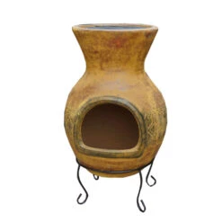 Cheminée Mexicaine Sur Base Avec Grille Inox Mexico Trade Center Jumbo 113 Cm Jaune