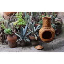 Cheminée Mexicaine Extérieure Jumbo 113 Cm Soleil Jaune -Barbecue Fournitures Magasin cheminee mexicaine jumbo soleil jaune 113cm sur base 4