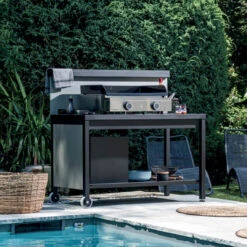 Barbecue Fournitures Magasin 33 Desserte Universelle Plancha 3-4 Feux Forge Adour Acier Noir