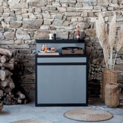 Barbecue Fournitures Magasin 34 Desserte Universelle 3-4 Feux Forge Adour Acier Noir Et Gris