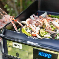 Ensemble Plancha électrique Eno Enosign 65 Inox Et Noir Sur Chariot + Capot -Barbecue Fournitures Magasin ensemble plancha electrique enosign 65 inox et noir sur chariot capot 3
