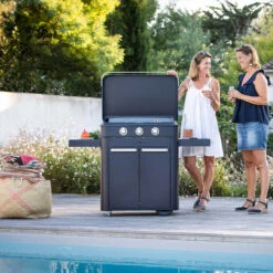 Ensemble Plancha Gaz Enosign 80 Blue Navy Avec Capot Sur Chariot Blue Navy Eno