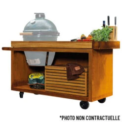 Table OFYR Pro Pour Big Green Egg Corten Bois Teck -Barbecue Fournitures Magasin kamado ofyr table pro bois de teck bge 2