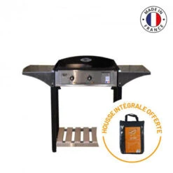 Ensemble Plancha électrique Roller Grill PL600E Inox Sur Chariot En Bois Et Inox Roller Grill