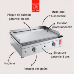 Ensemble Plancha Gaz Inox Planet Chef 55 Lisse Sur Chariot -Barbecue Fournitures Magasin plancha gaz sur chariot planet chef 55 xl inox 2
