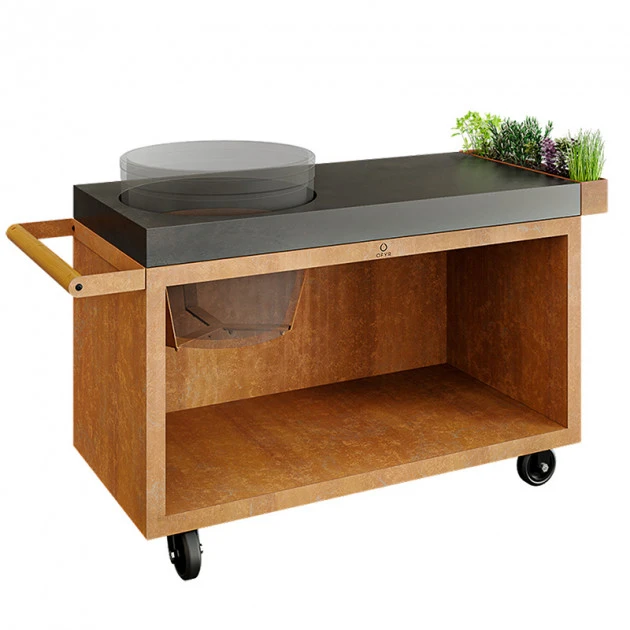 Table OFYR Pro 135 Corten / Béton Pour Big Green Egg 1 Table OFYR Pro 135 Corten / Béton Pour Big Green Egg