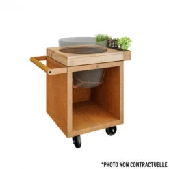 Table OFYR Pro 65 Corten / Bois De Teck Pour Big Green Egg -Barbecue Fournitures Magasin table corten pro 65 ofyr bois de teck bge pour kamado 3